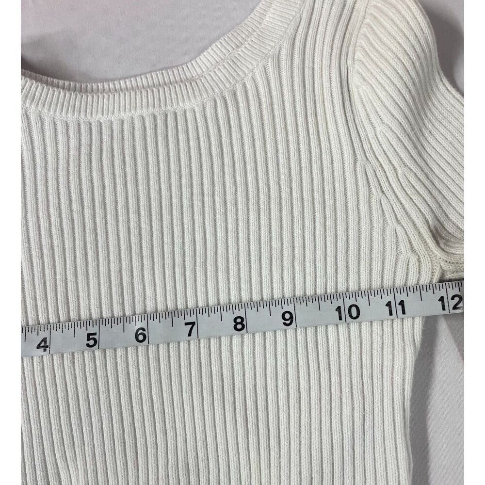 Hollister XS White Ribbed Knit Crop Top Open Back Tie Fitted Sweater - Picture 7 of 9